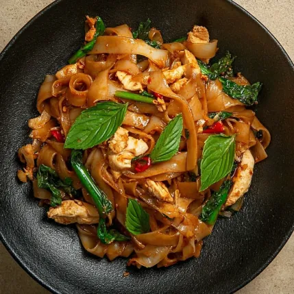 A plate of noodles with vegetables.