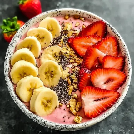 A bowl of fruit with bananas, strawberries, and raspberries.