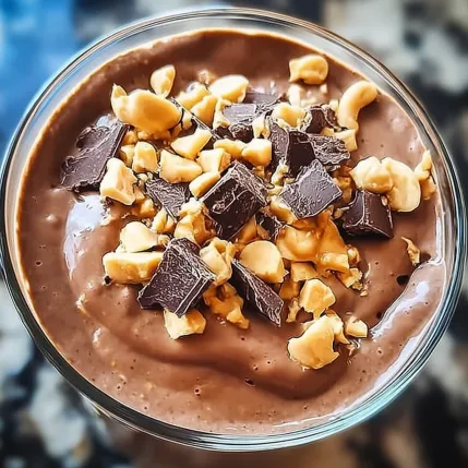 A glass of chocolate ice cream with nuts.