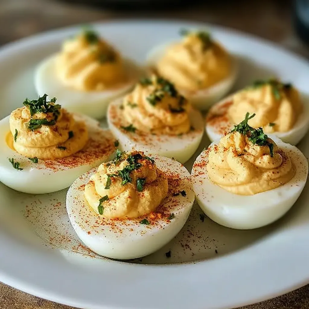 A plate of eggs with a spoonful of sauce on top.
