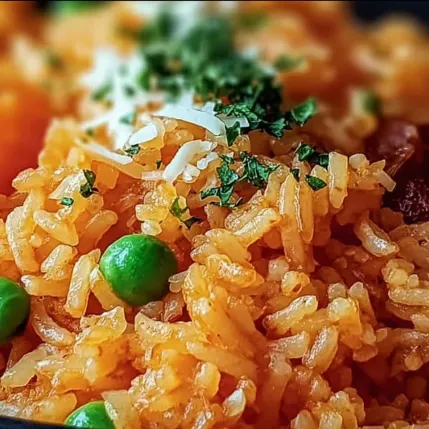 A bowl of rice with peas and cheese.