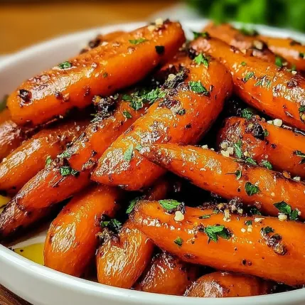 A plate of carrots with seasoning.