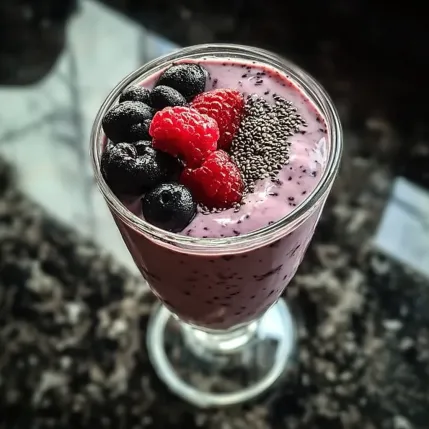 A glass of berries and raspberries.