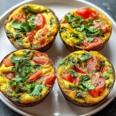 Three small vegetable quiches on a plate.