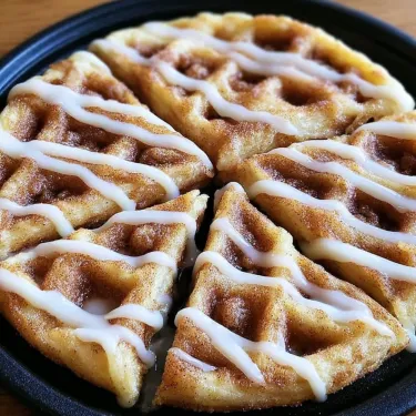 A slice of waffle with icing.