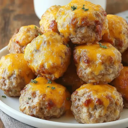 A plate of meatballs with cheese on top.