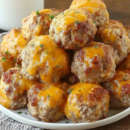 A plate of meatballs with cheese on top.