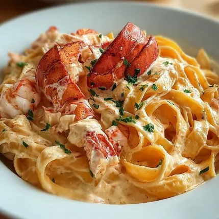 A bowl of pasta with shrimp and lobster on top.