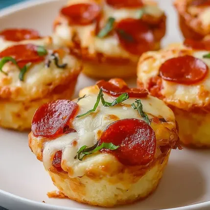 A plate of pepperoni and cheese muffins.