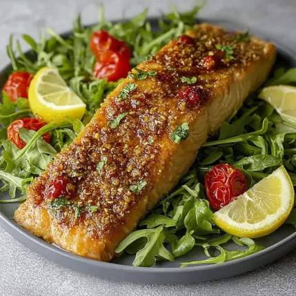A plate of food with a salad and a piece of fish.