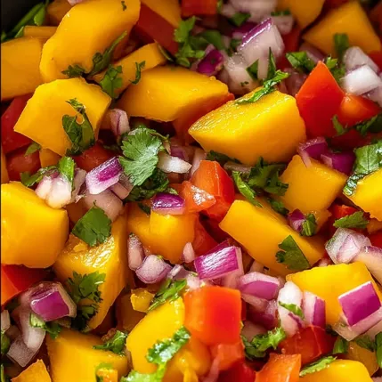A close up of a salad with onions, peppers and tomatoes.