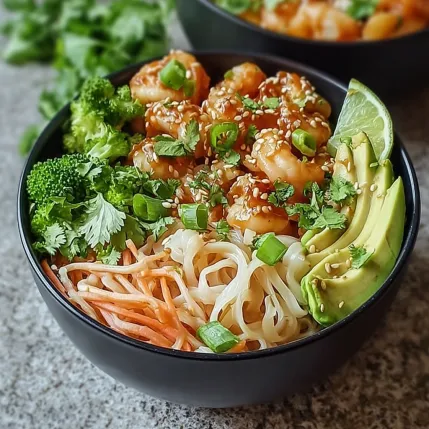A bowl of shrimp and vegetables.