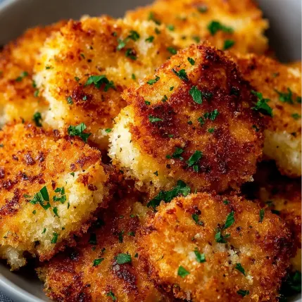 A bowl of breaded food.