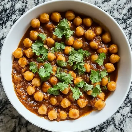 A bowl of chickpeas with green herbs.