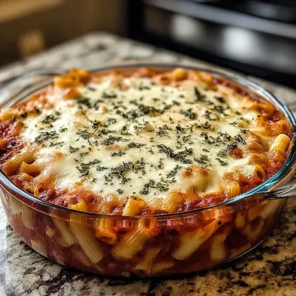 A glass bowl filled with a red sauce and cheese.