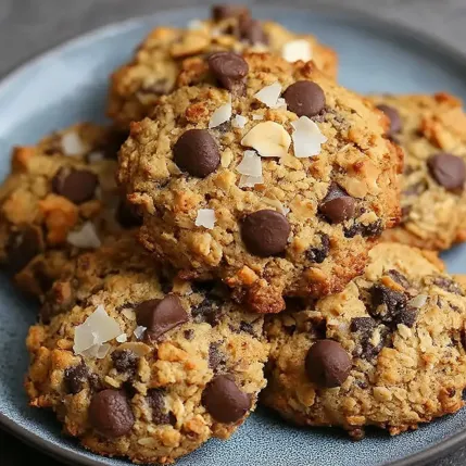 A plate of chocolate chip cookies.