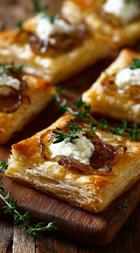 Caramelized onion and goat cheese bites.