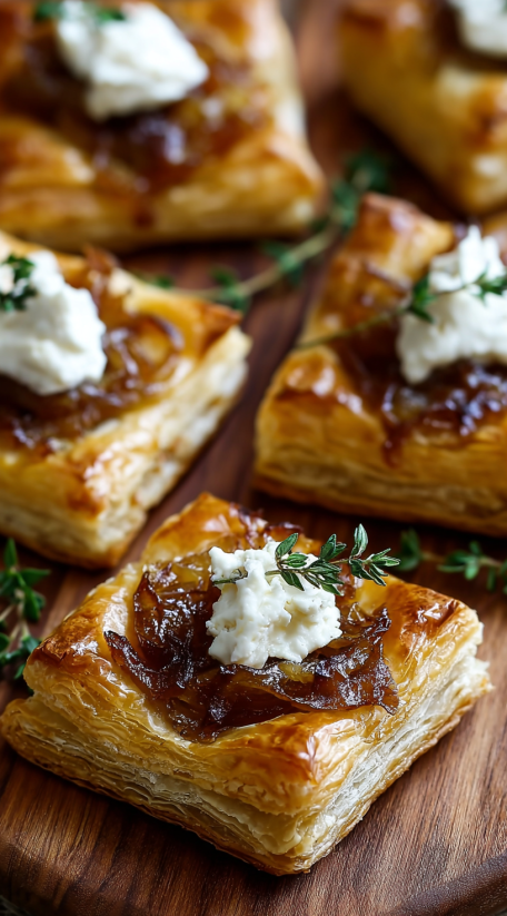 Caramelized onion and goat cheese bites.