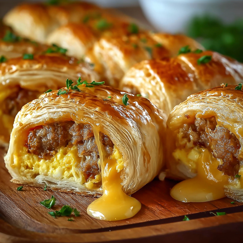 A plate of delicious pastry wraps with meat and egg filling.