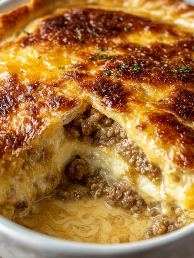 A close up of a pancake sausage casserole bake.