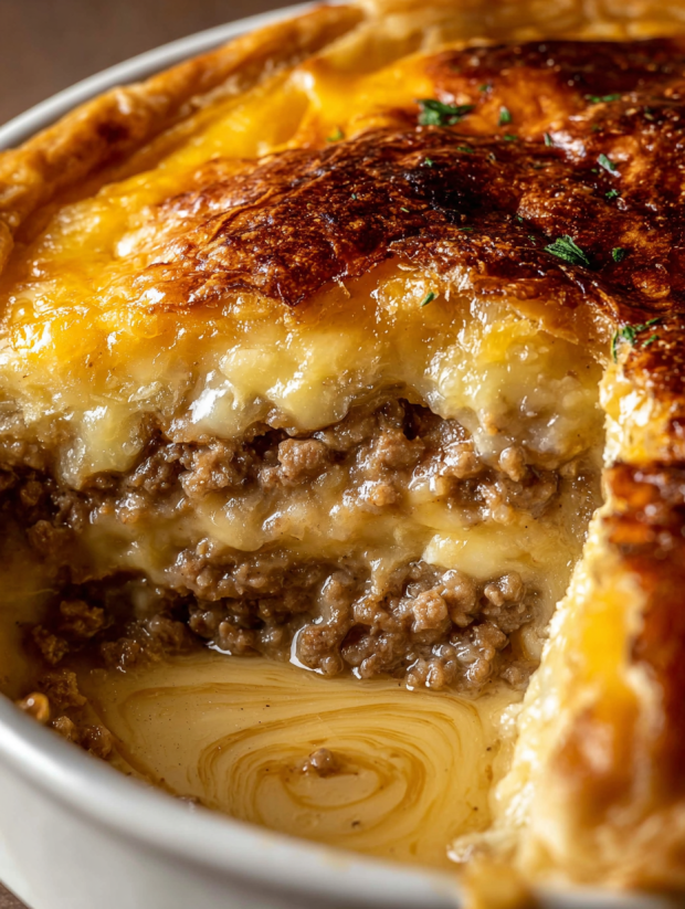 A close up of a pancake sausage casserole bake.