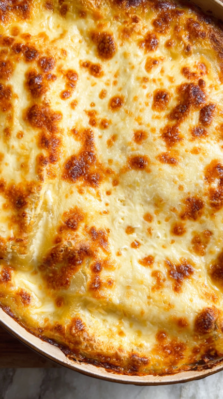 A close up of a blackened chicken Alfredo lasagna roll up.