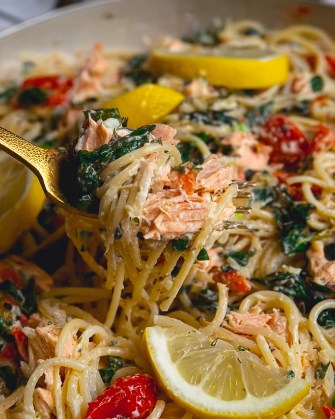 A fork is being used to pick up a piece of food.