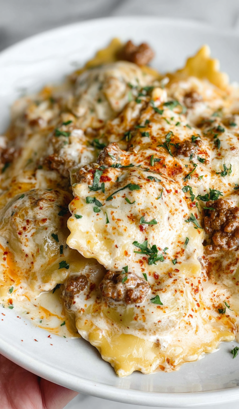 A plate of food with the word Alfredo on it.