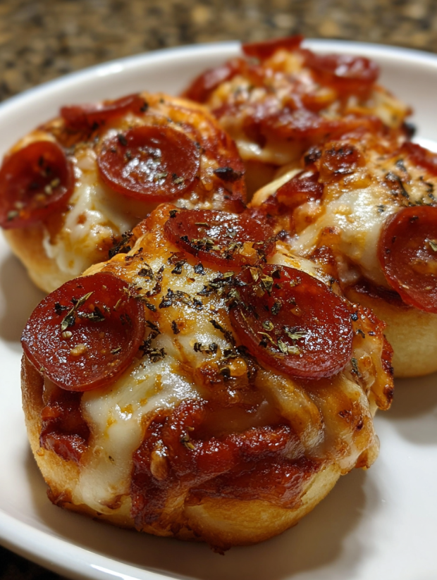 Cheesy pizza roll-ups snack.