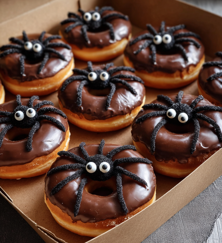 Spider donuts in a box.