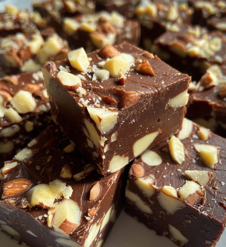 A close up of a piece of chocolate cake with nuts.