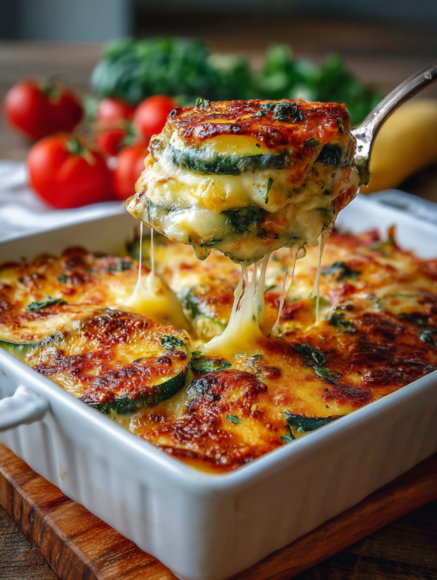 A cheesy baked zucchini casserole.