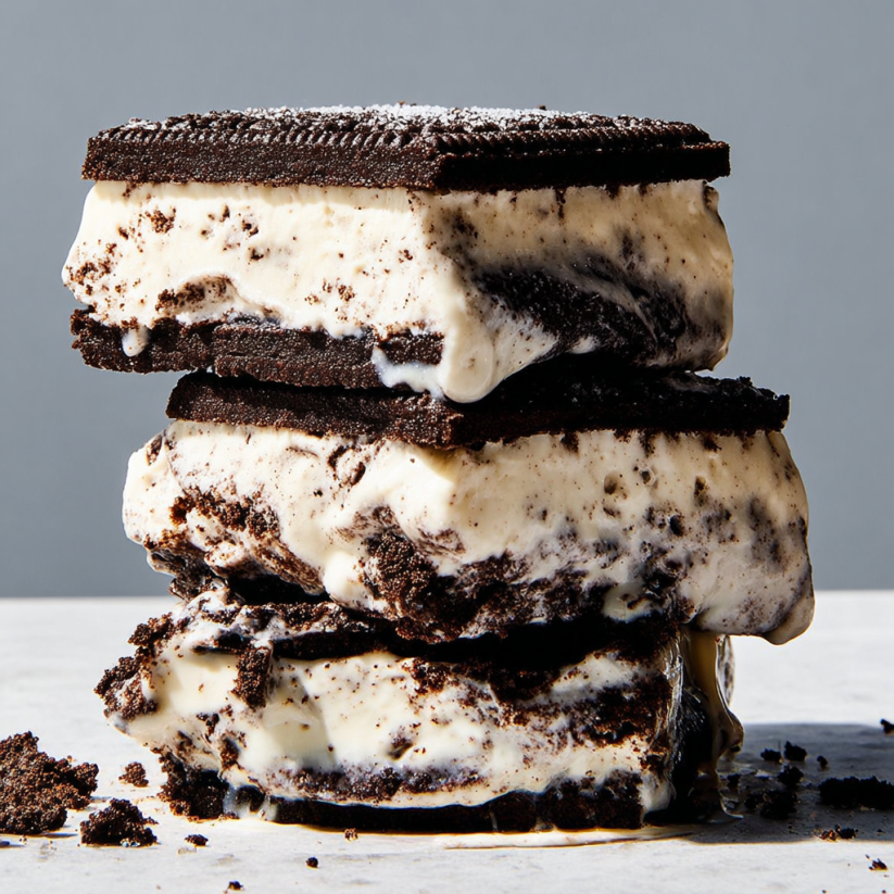 A stack of four Oreo ice cream bars.