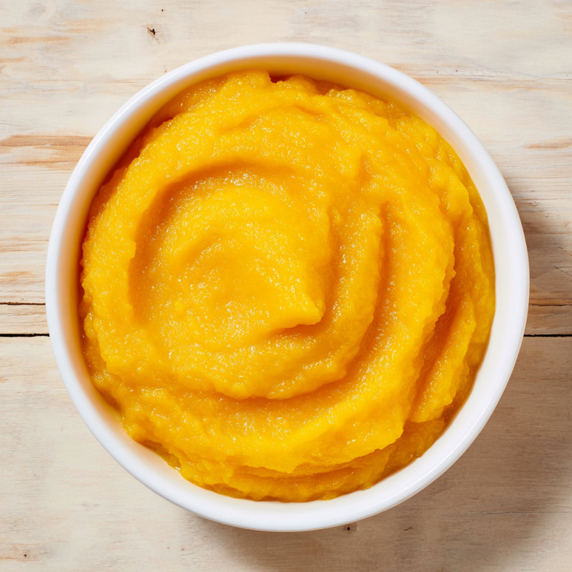 A bowl of pumpkin purée.
