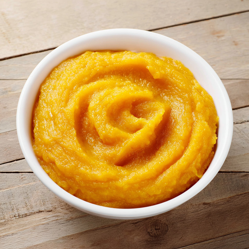 A bowl of pumpkin purée.