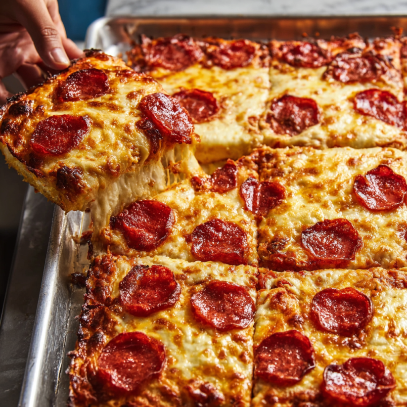 A slice of pizza with pepperoni and cheese.