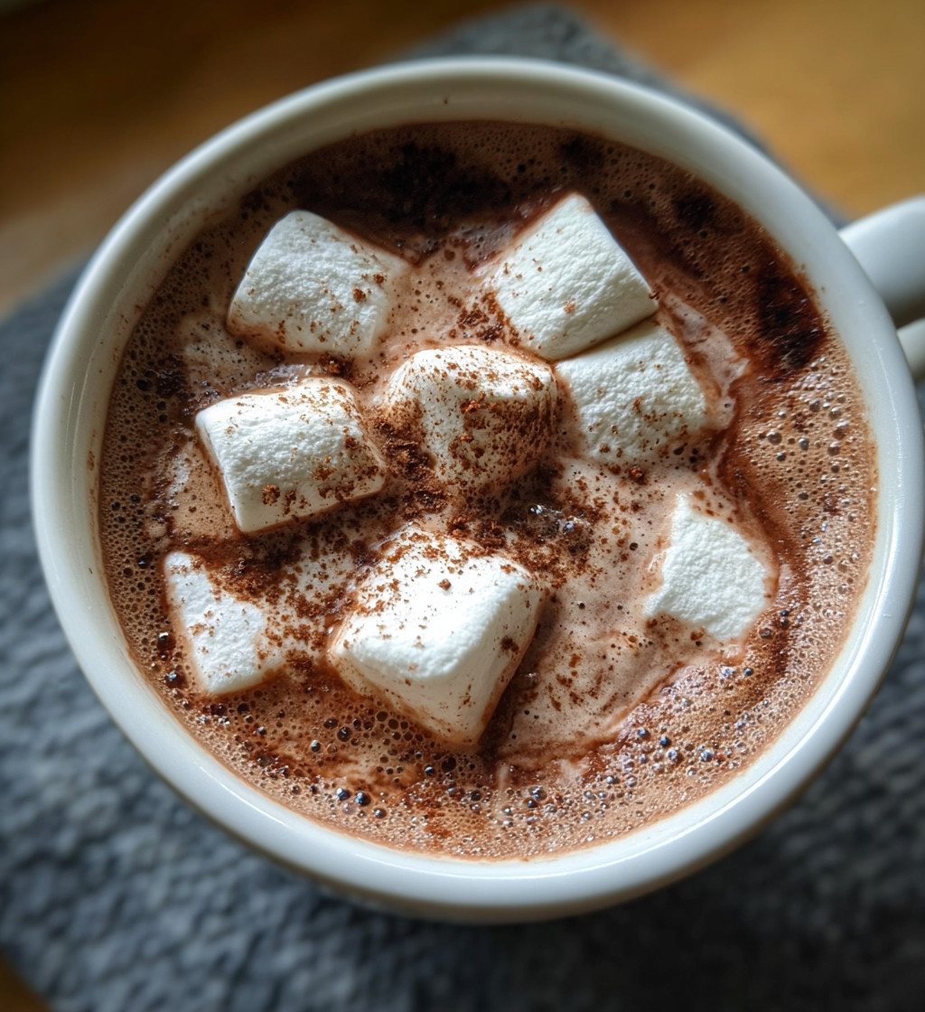 A cup of hot chocolate with marshmallows in it.