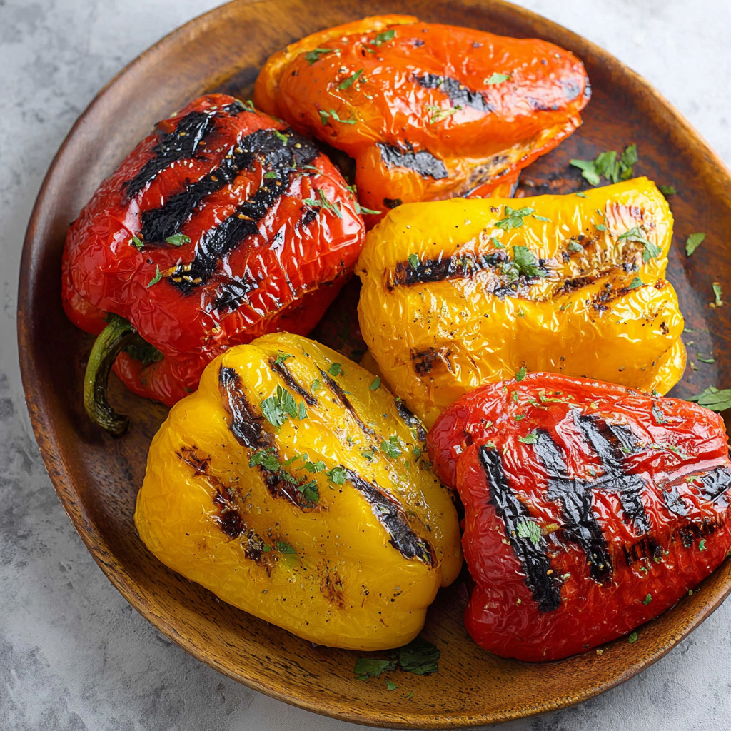 A plate of grilled bell peppers.