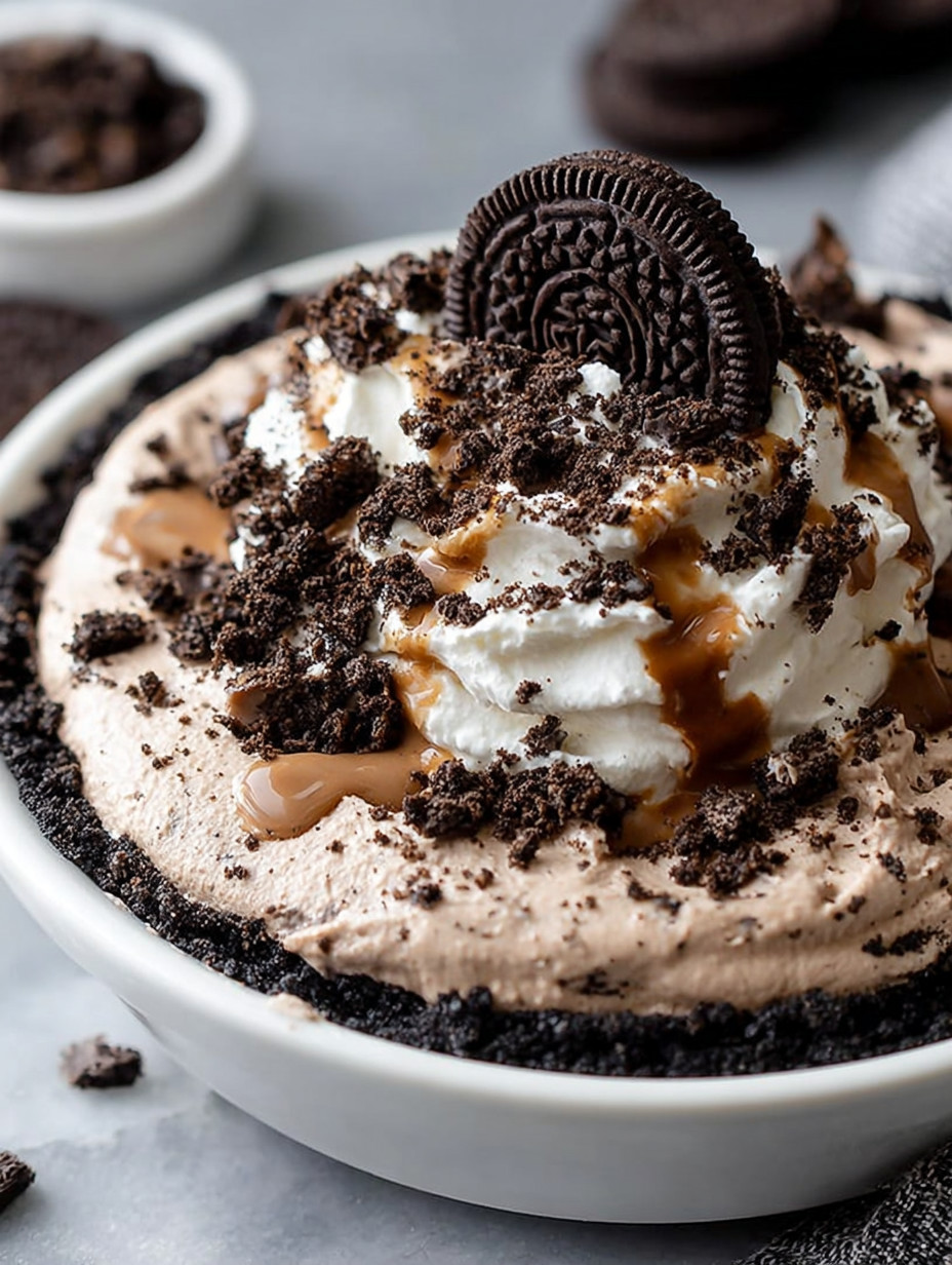 A bowl of Oreo Mud Pie Chill.