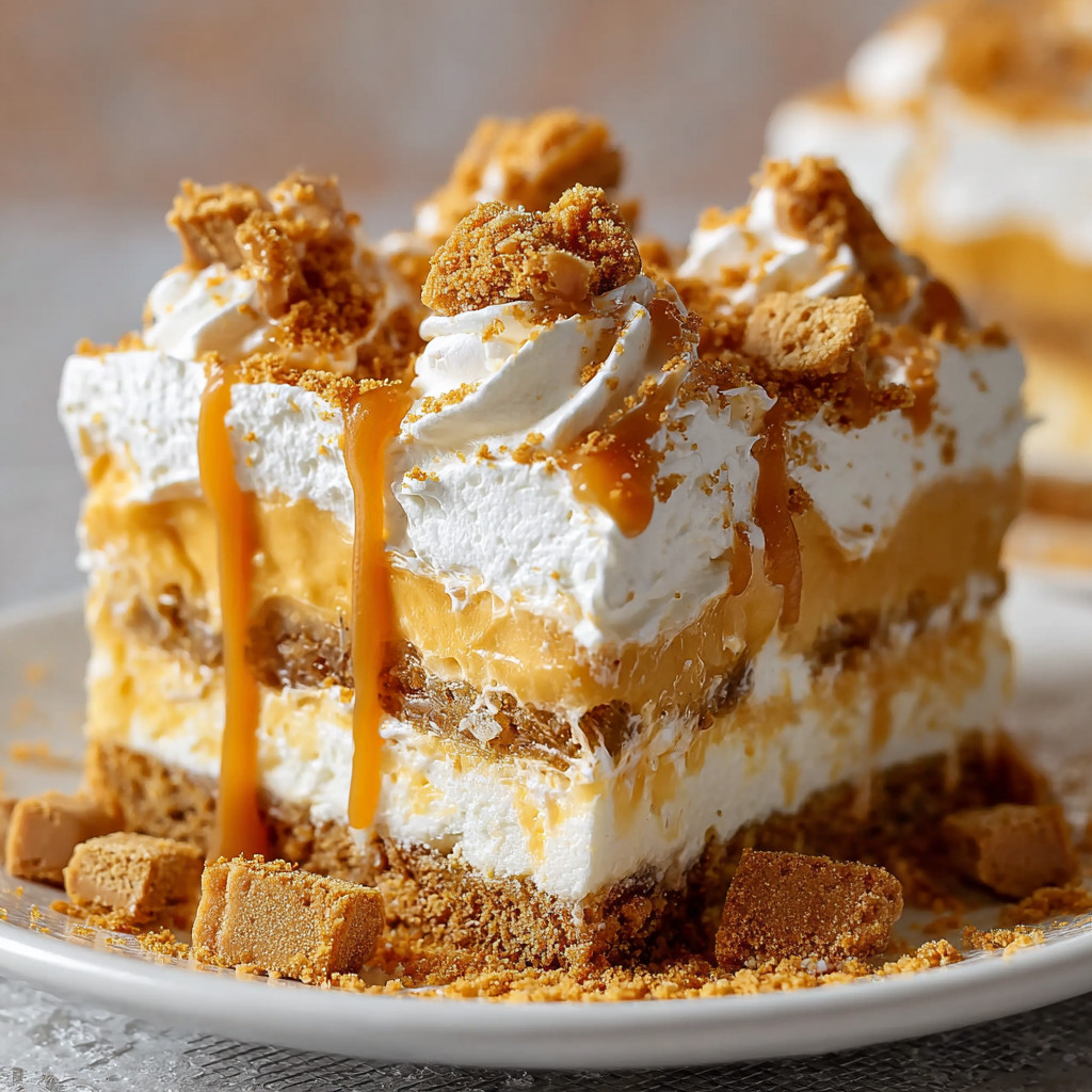 A slice of butterscotch delight cake.