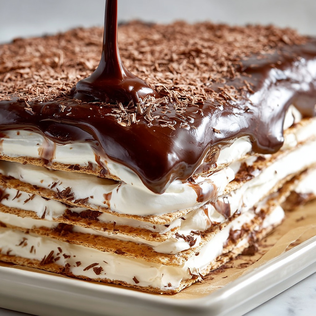 A chocolate-covered matzo icebox cake.