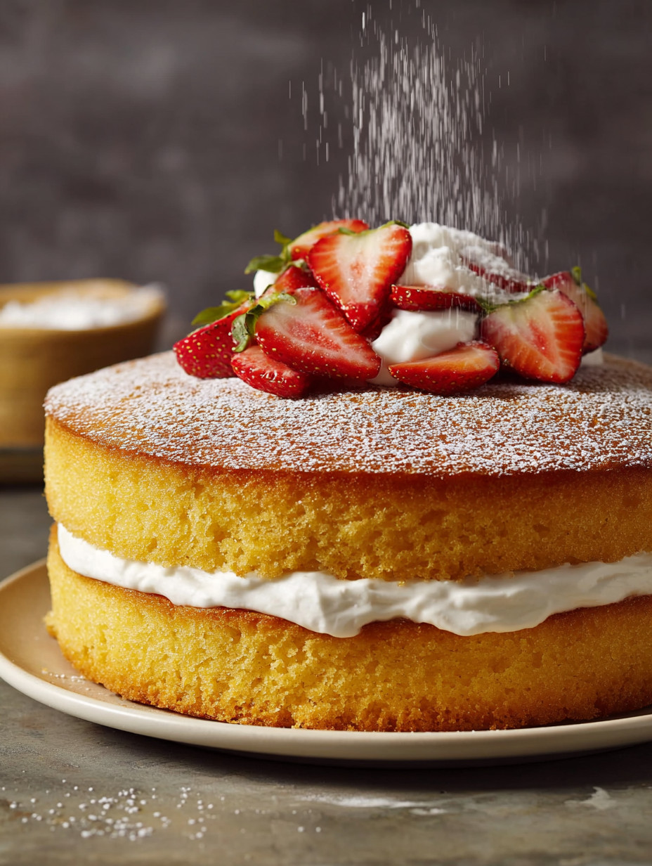 A cake with strawberries on top.