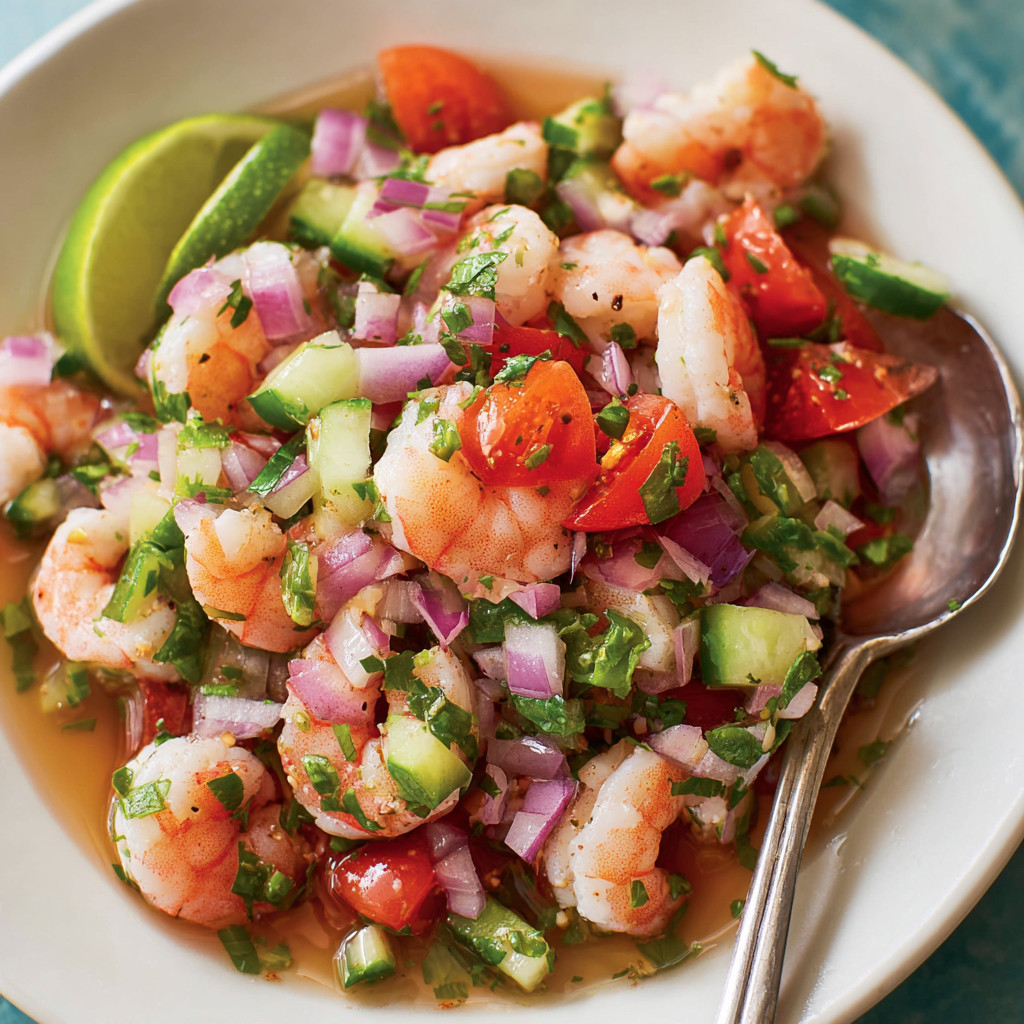A bowl of shrimp ceviche.