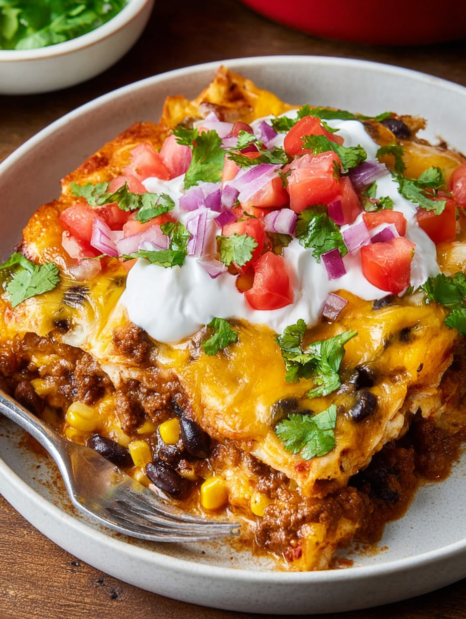 A plate of food with a fork on it.
