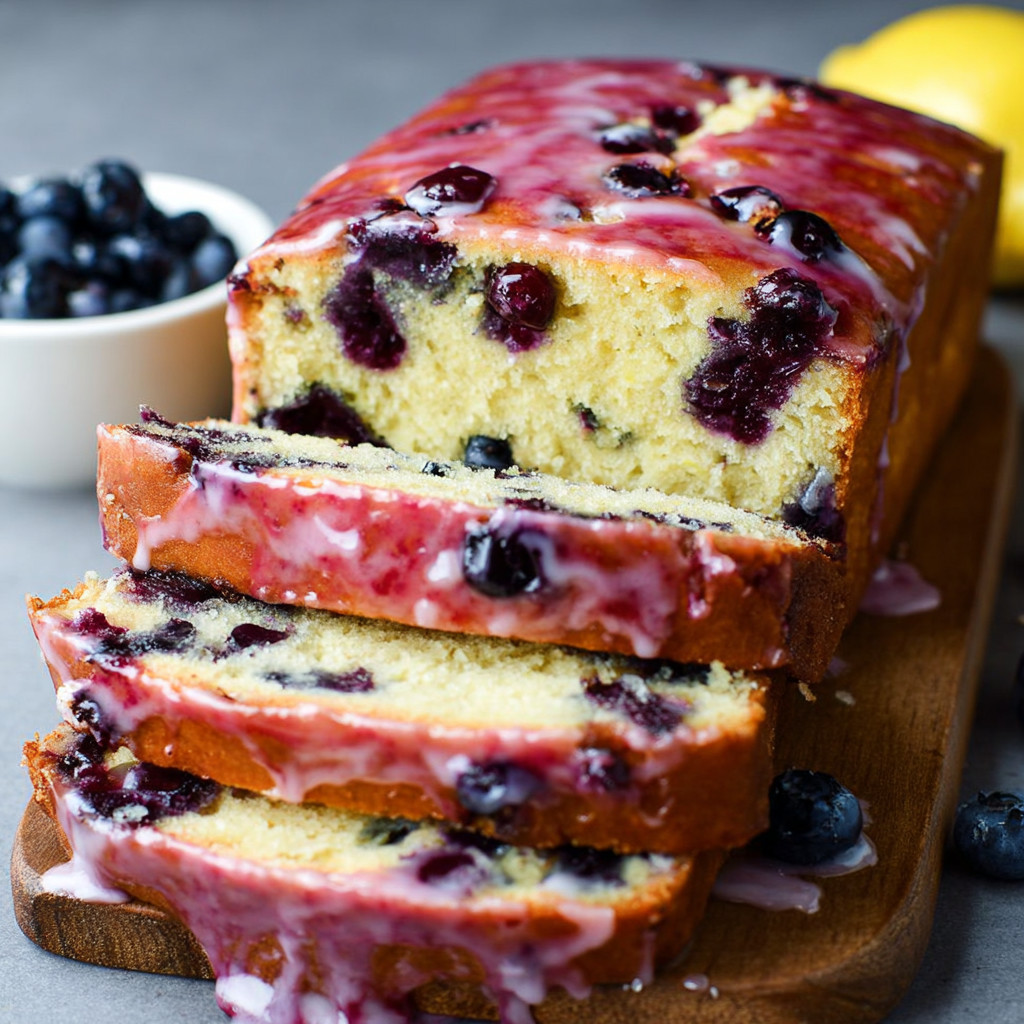 A slice of lemon blueberry bread.