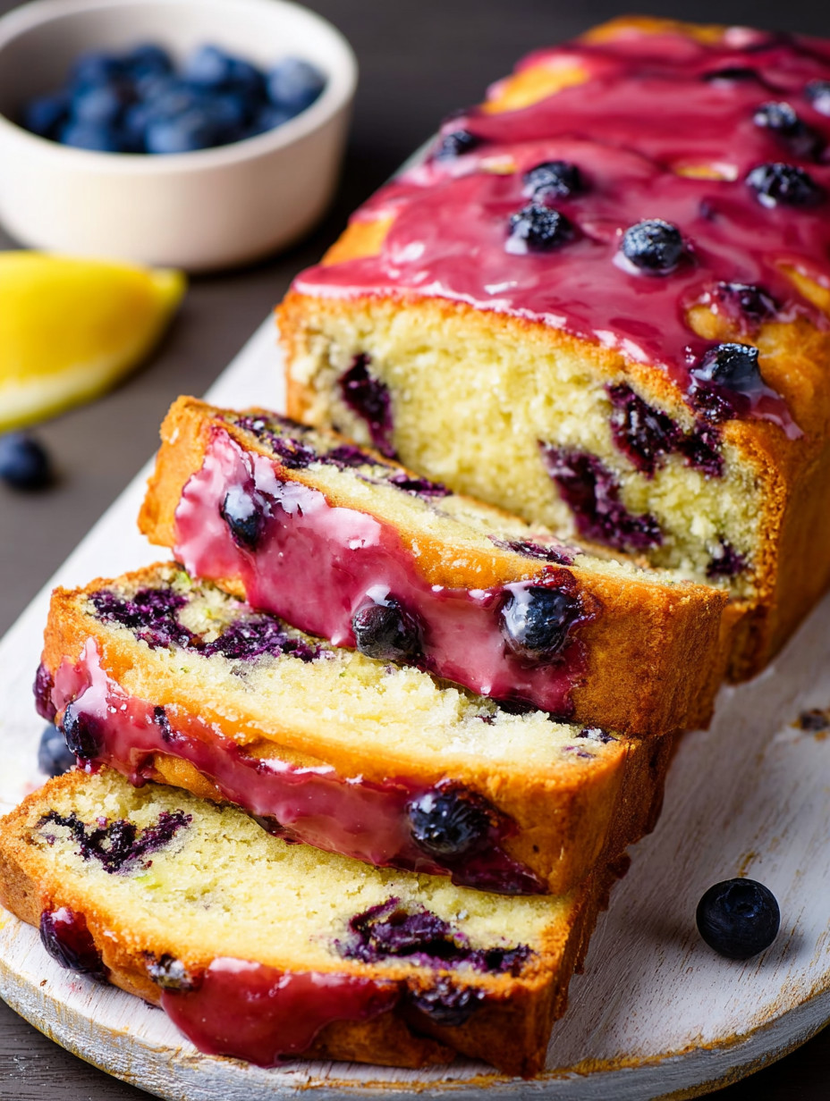 A slice of lemon blueberry bread.