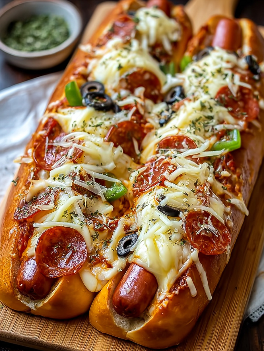 A cheese dog pizza sandwich recipe.