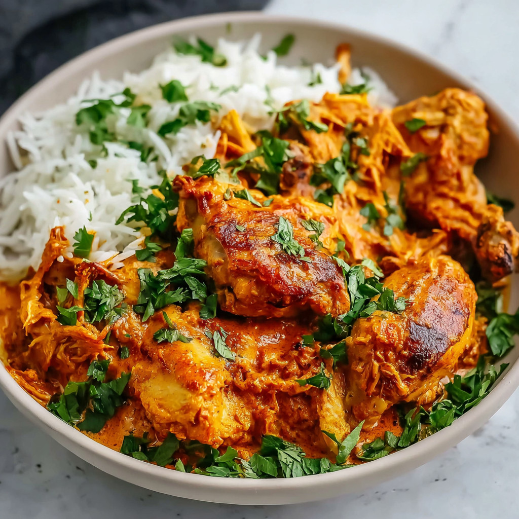 A bowl of tandoori chicken with rice.