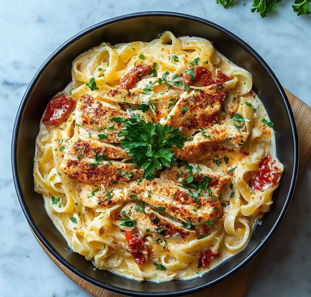 A bowl of Creamy Cajun Chicken Pasta.