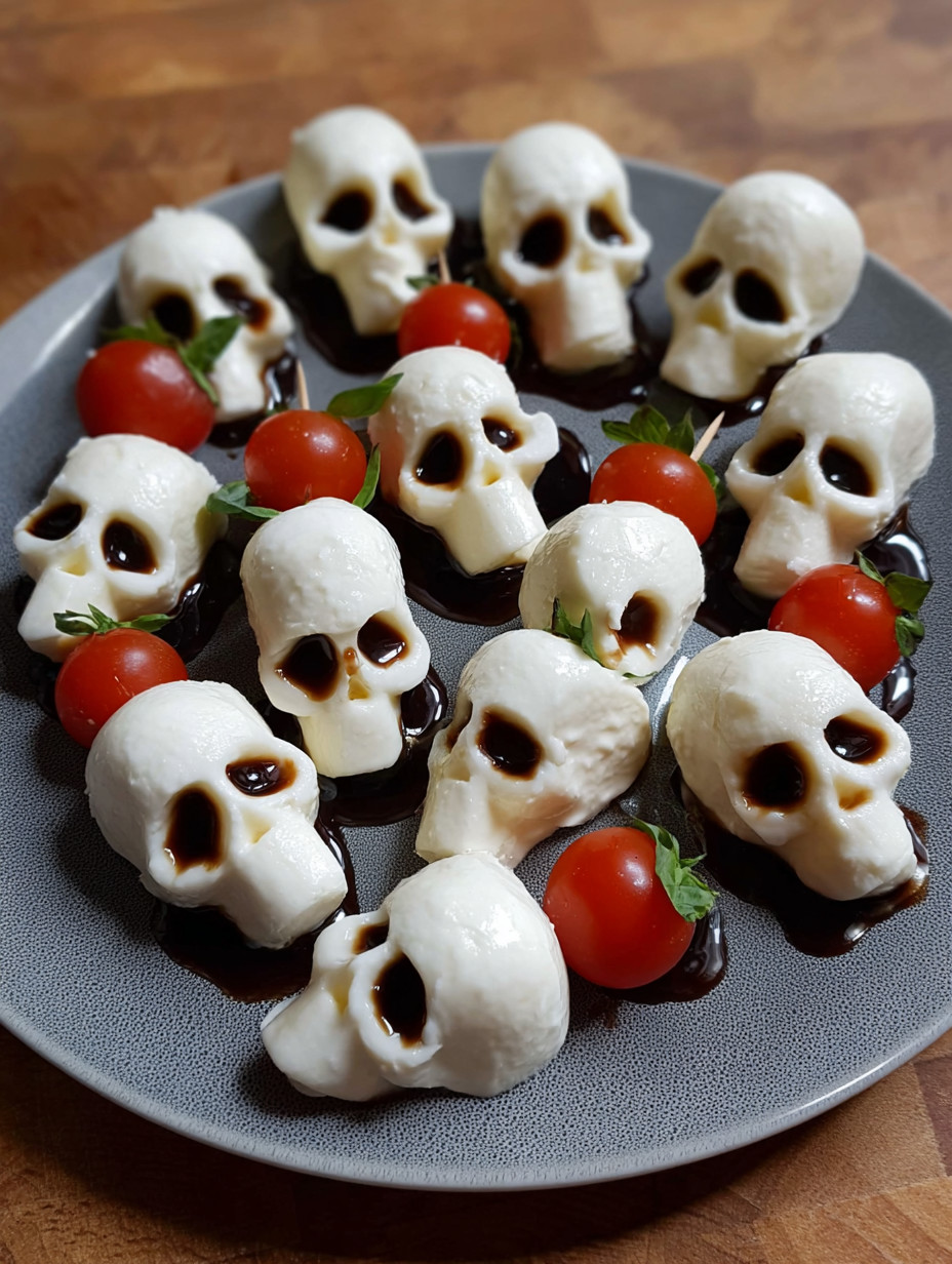 Halloween Caprese Salad Skewers.